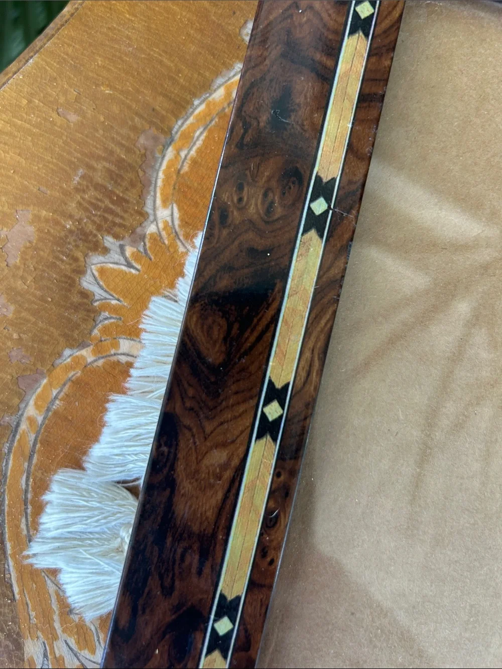 Inlaid Burl Wood Picture Frame